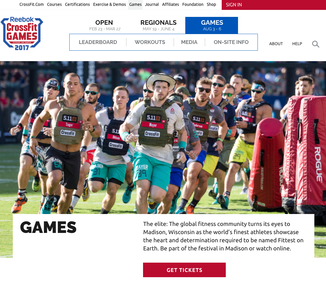 CrossFit Games website redesign