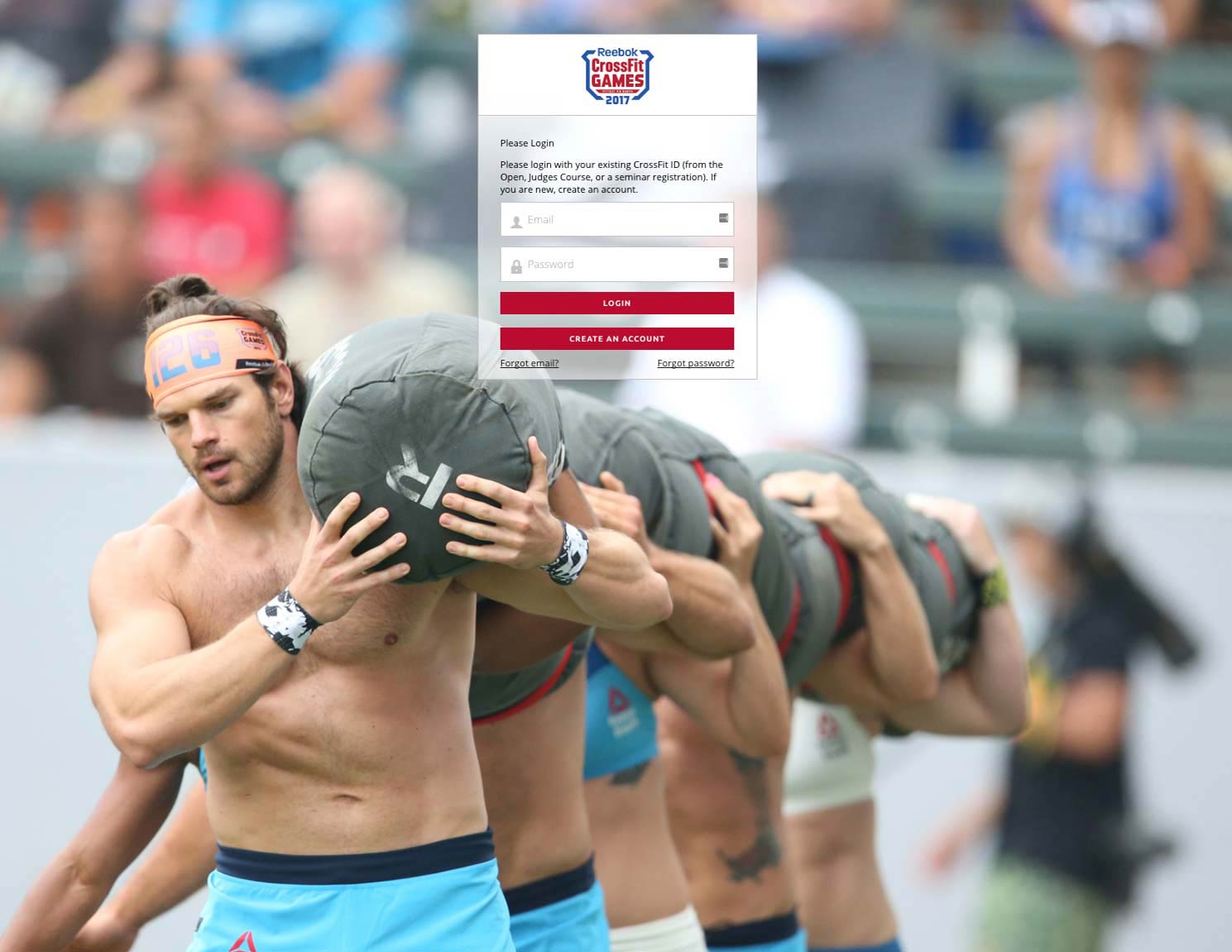 CrossFit Games login screen design