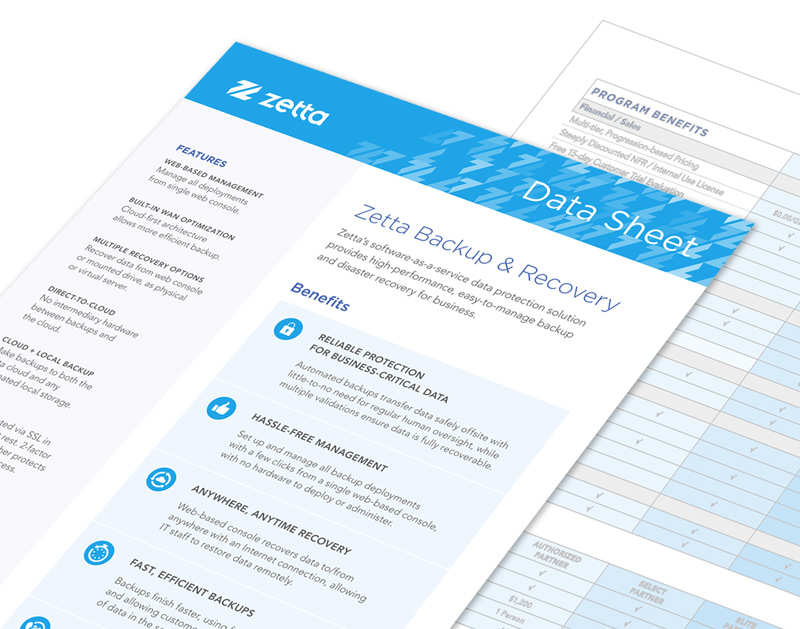 Zetta Datasheets