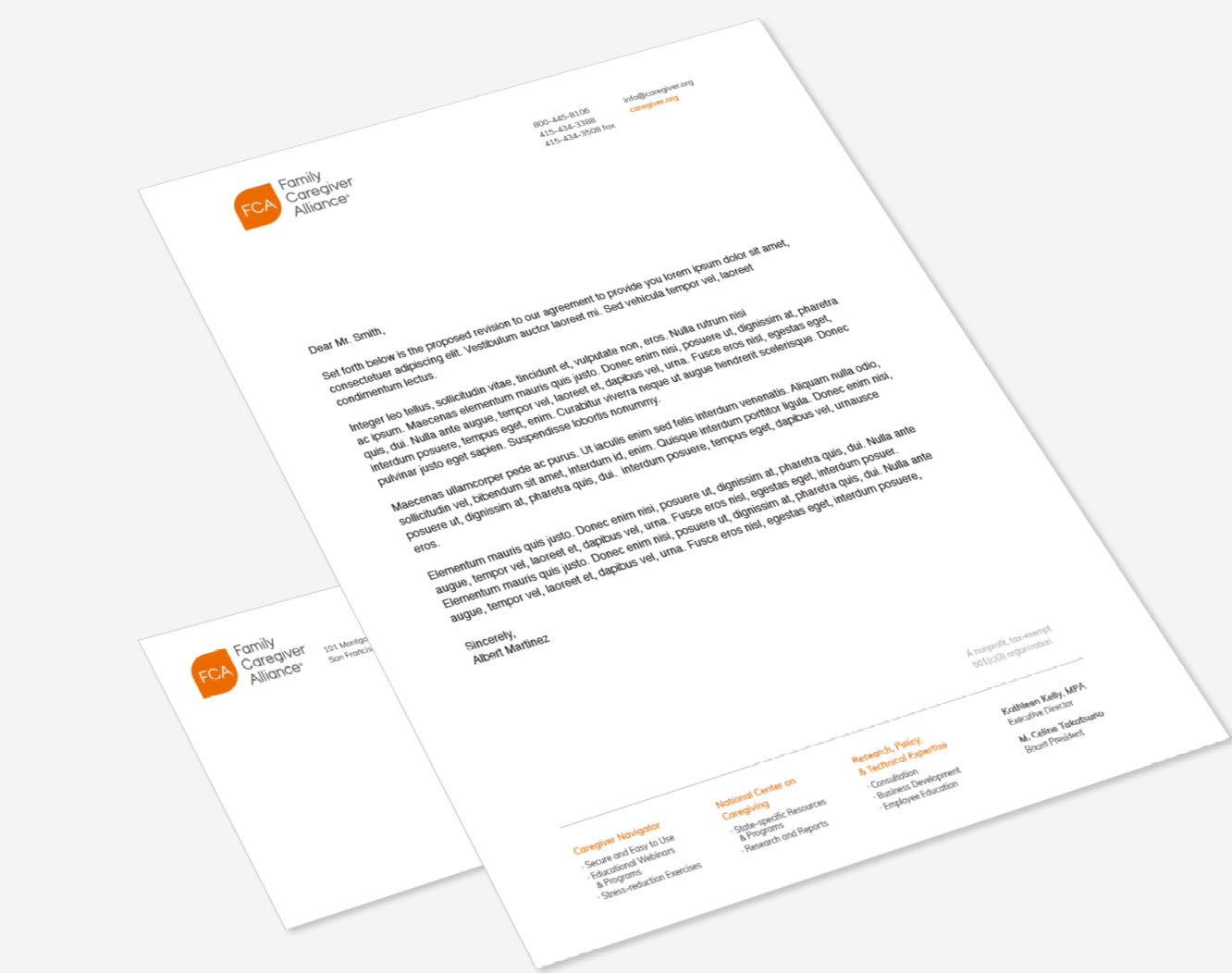 Family Caregiver Alliance 7 FCA Letterhead Design
