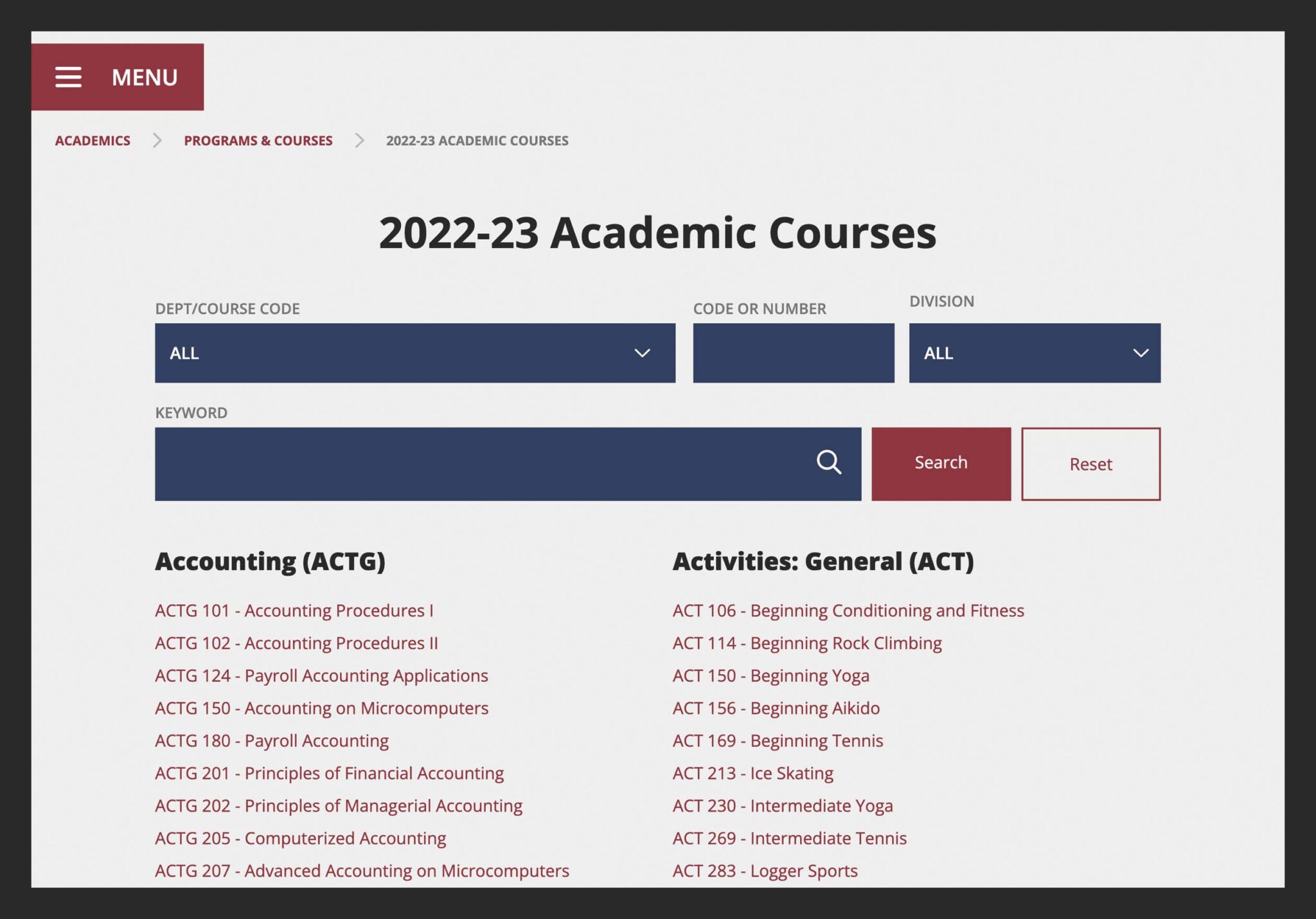 College website design FVCC 3