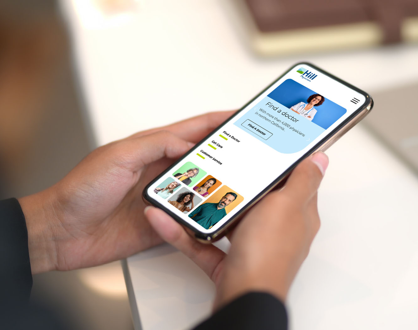 Nationally Recognized Family Caregiver Resource Brand Refresh and Website Design + Development 1 Hill Physicians website redesign iphone