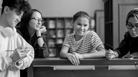 University students in a library