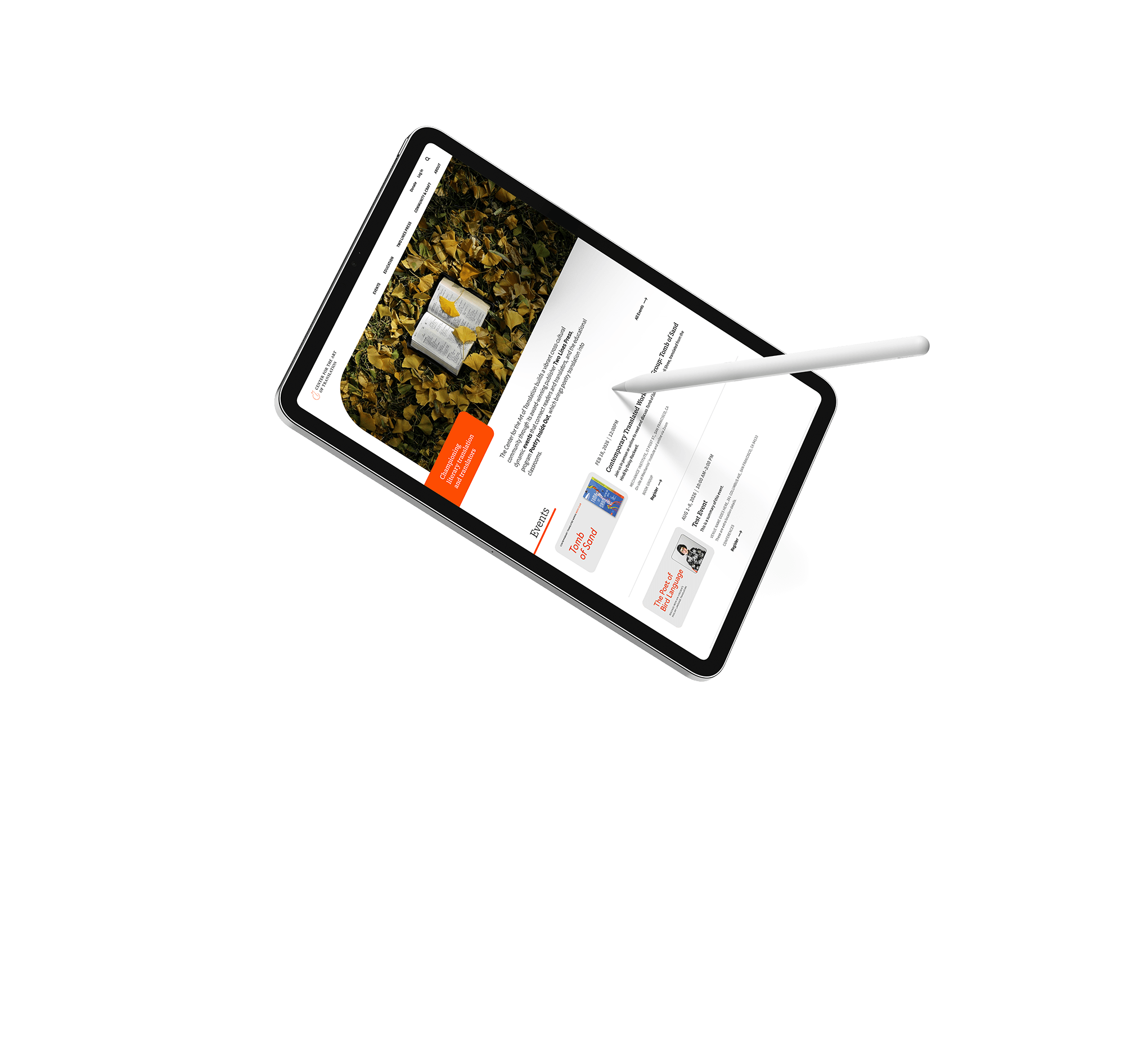 CAT events listing on iPad